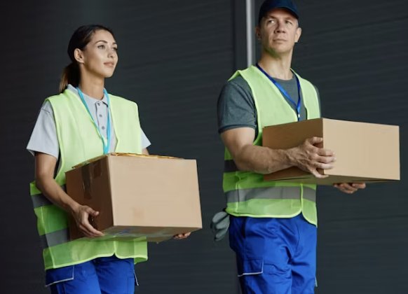Manual handling — workers carrying boxes